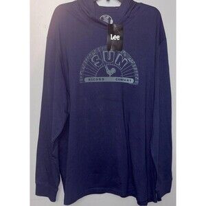 Lee Men’s Hooded Long Sleeve Sun Record Company Graphic Shirt Size 2XL Blue